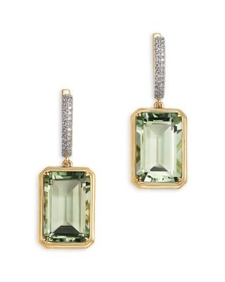 Bloomingdale's Fine Collection Prasiolite & Diamond Drop Earrings in 14K Yellow Gold
