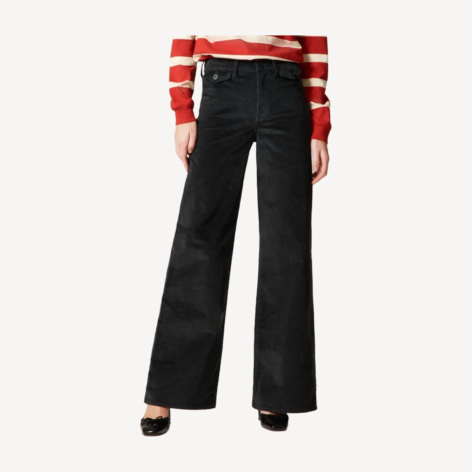 Petite wide-leg trouser in washed velvet