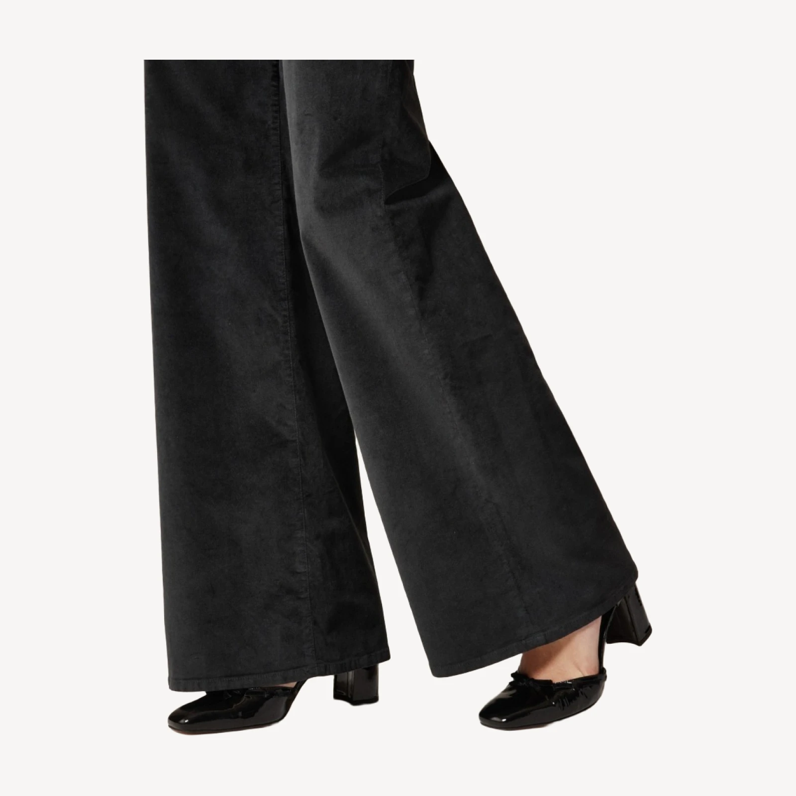 Petite wide-leg trouser in washed velvet