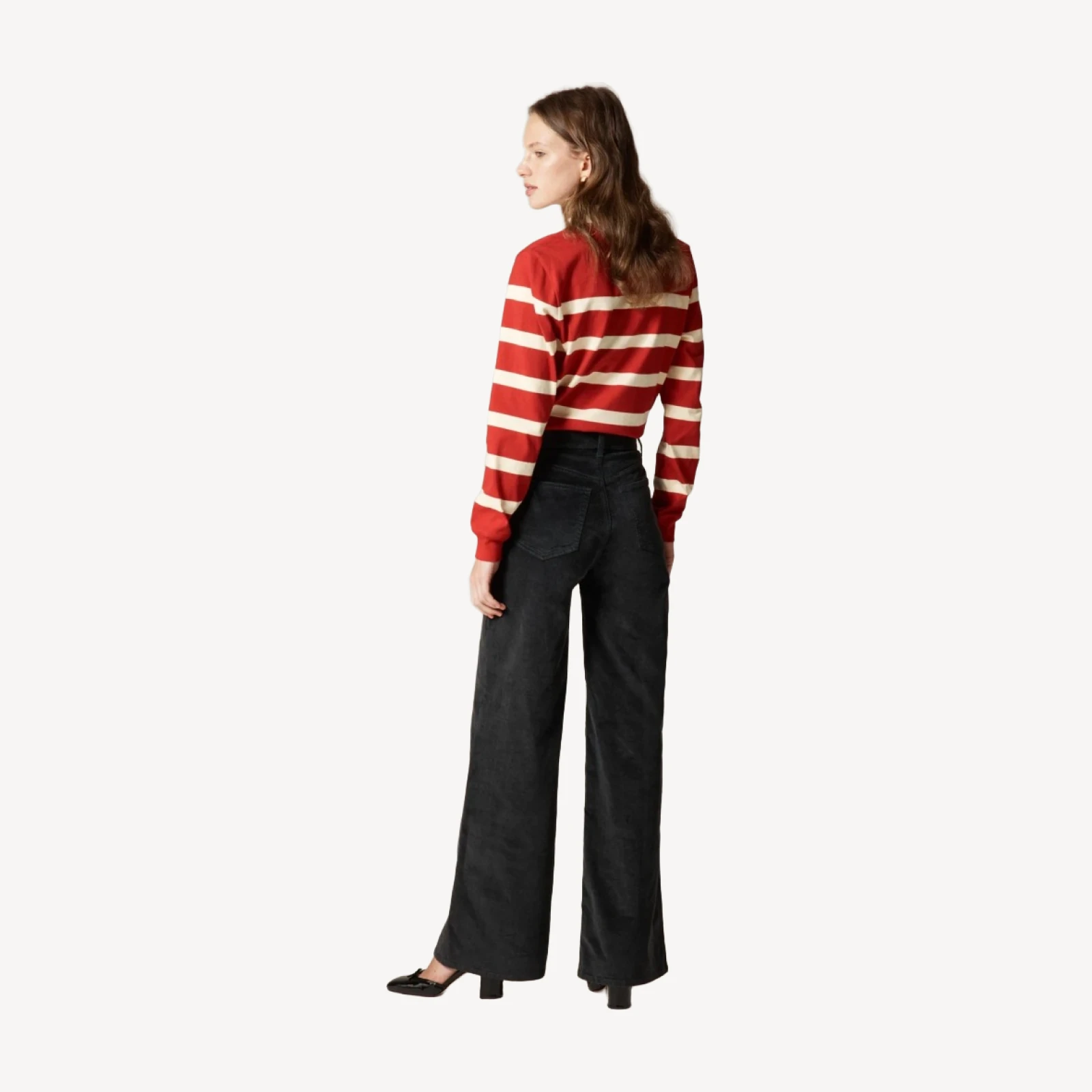 Petite wide-leg trouser in washed velvet