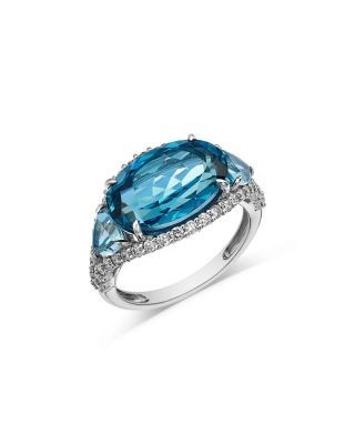 Bloomingdale's Fine Collection Swiss Blue Topaz & Diamond Ring in 14K White Gold