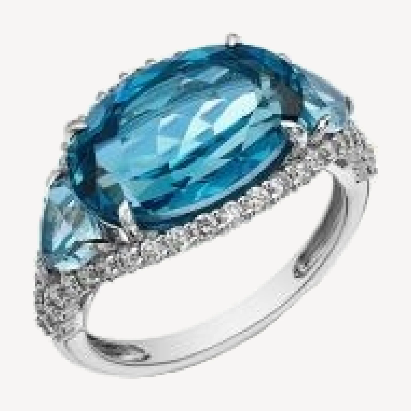 Bloomingdale's Fine Collection Swiss Blue Topaz & Diamond Ring in 14K White Gold