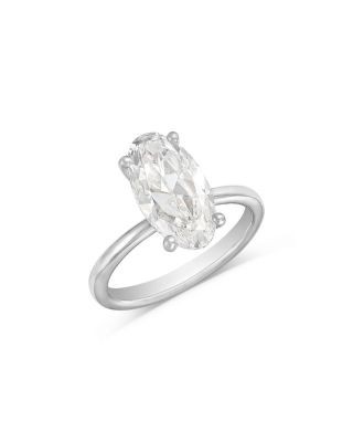 Bloomingdale's Fine Collection Luxe Collection Certified Lab Grown Diamond Oval Solitaire Engagement Ring in 18K White Gold, 3.0 tcw