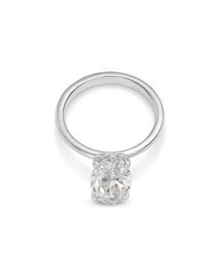 Bloomingdale's Fine Collection Luxe Collection Certified Lab Grown Diamond Oval Solitaire Engagement Ring in 18K White Gold, 3.0 tcw