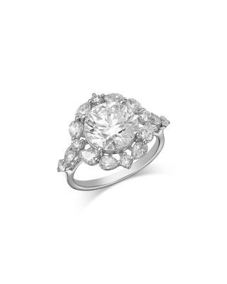 Bloomingdale's Fine Collection Luxe Collection Certified Lab Grown Diamond Halo Engagement Ring in 18K White Gold, 4.0 tcw