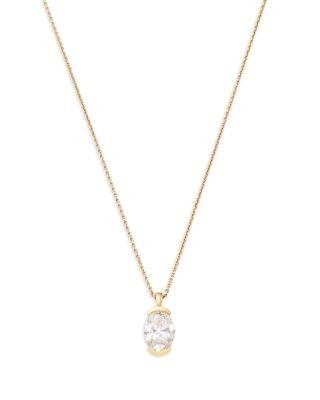 Bloomingdale's Fine Collection Luxe Collection Certified Lab Grown Diamond Oval Half Bezel Solitaire Pendant Necklace in 14K Yellow Gold, 2.0 tcw