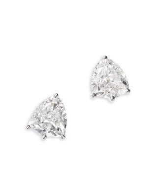 Bloomingdale's Fine Collection Luxe Collection Certified Lab Grown Diamond Shield Solitaire Stud Earrings in 14K White Gold, 2.0 tcw