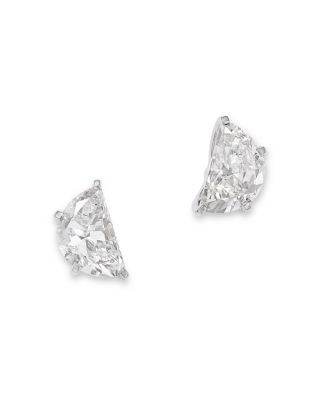 Bloomingdale's Fine Collection Luxe Collection Certified Lab Grown Diamond Half Moon Solitaire Stud Earrings in 14K White Gold, 2.0 tcw
