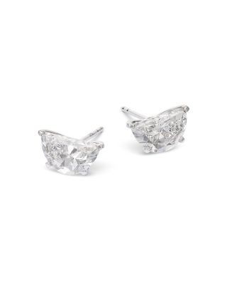 Bloomingdale's Fine Collection Luxe Collection Certified Lab Grown Diamond Half Moon Solitaire Stud Earrings in 14K White Gold, 2.0 tcw