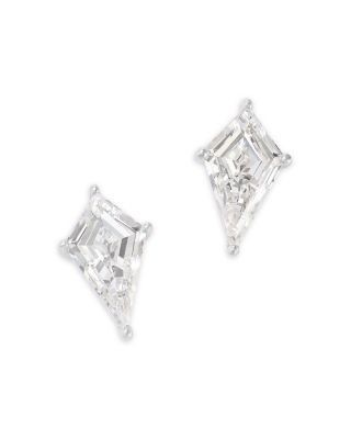 Bloomingdale's Fine Collection Luxe Collection Certified Lab Grown Diamond Kite Solitaire Stud Earrings in 14K White Gold, 2.0 tcw