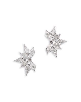 Bloomingdale's Fine Collection Luxe Collection Certified Lab Grown Diamond Kite Curved Cluster Stud Earrings in 14K White Gold, 1.75 tcw