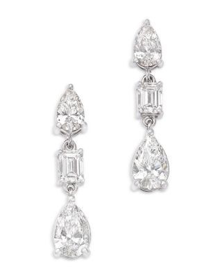 Bloomingdale's Fine Collection Luxe Collection Certified Lab Grown Diamond Fancy Cut Drop Earrings in 14K White Gold, 1.45 tcw