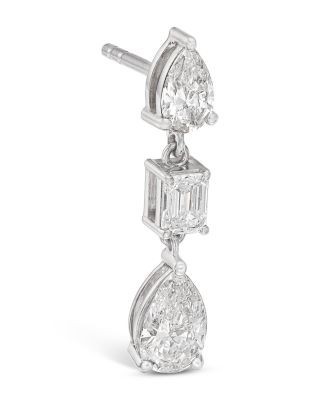 Bloomingdale's Fine Collection Luxe Collection Certified Lab Grown Diamond Fancy Cut Drop Earrings in 14K White Gold, 1.45 tcw