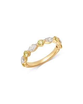 Bloomingdale's Fine Collection Luxe Collection Certified Lab Grown Color Diamond Round & Marquise Band in 14K Gold, 1.0 tcw