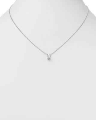 Diamond Solitaire Pendant in 18K White Gold, 0.50 tcw