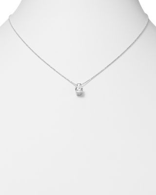 Diamond Solitaire Pendant Necklace in 18K White Gold, 1.0 tcw