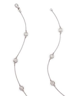 Diamond Station Necklace in 14K White Gold, 2.60 tcw