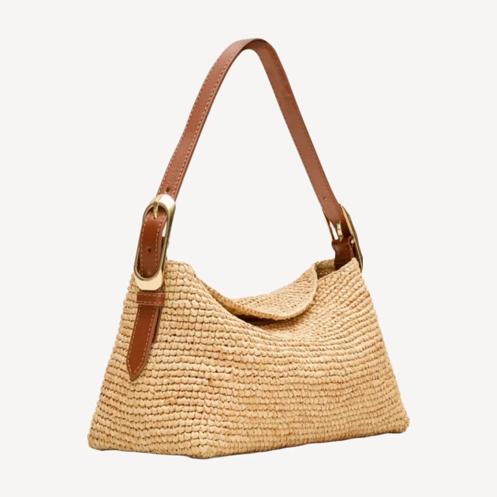 Berkeley small handknotted shoulder bag in raffia