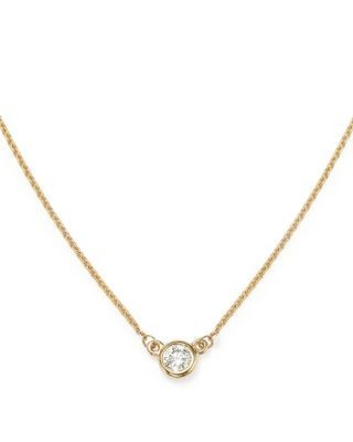 Diamond Bezel Set Pendant Necklace in 14K Yellow Gold, .15 tcw