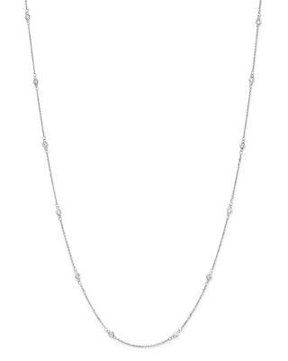 Diamond Station Necklace in 14K White Gold, .30 tcw