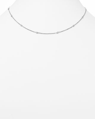 Diamond Station Necklace in 14K White Gold, .30 tcw