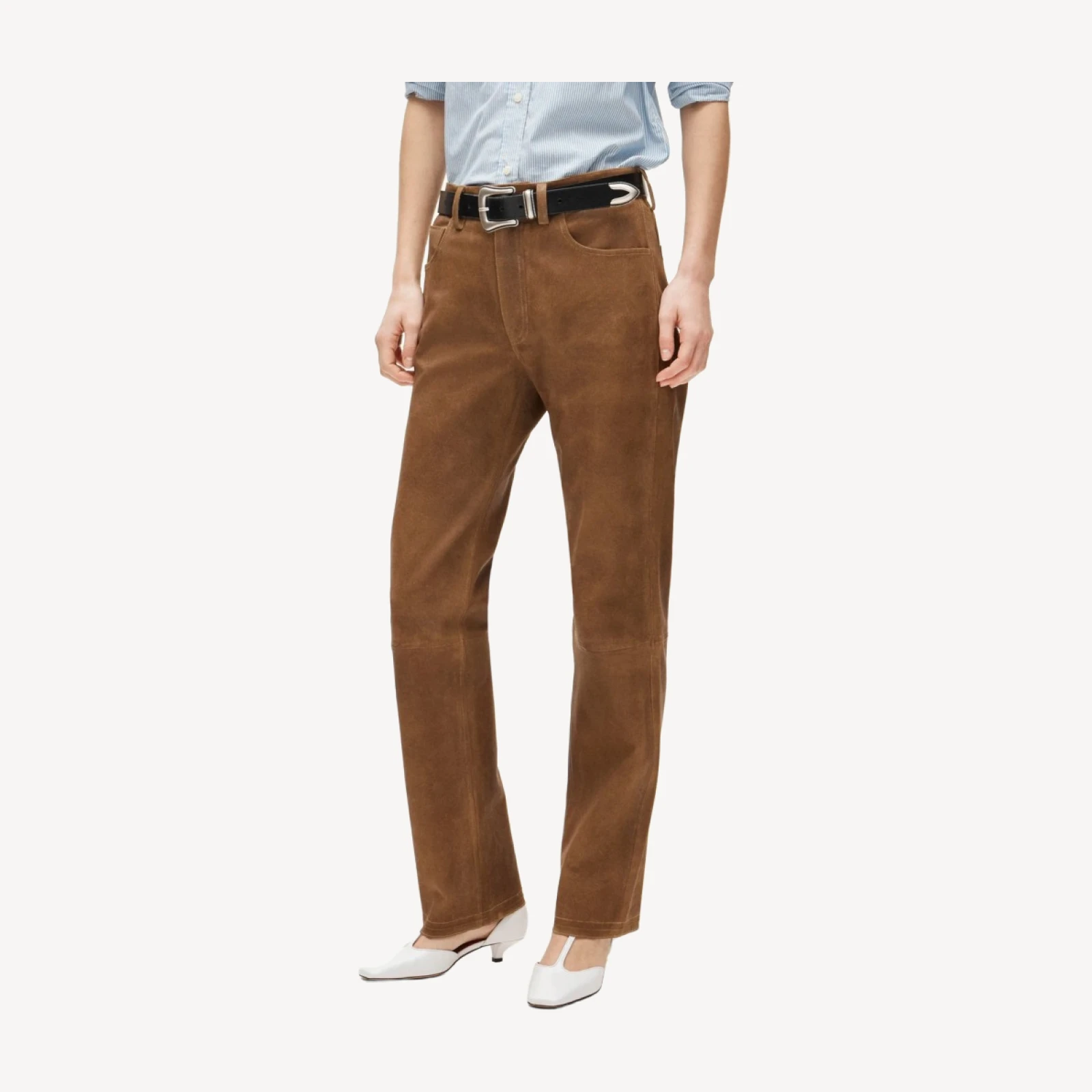 Western straight pant in leather