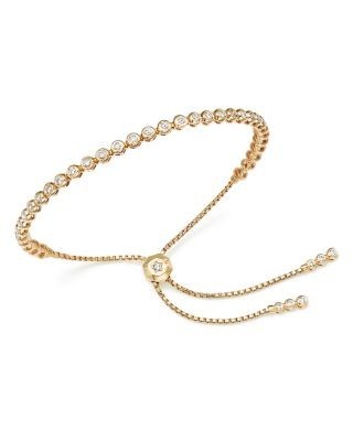 Diamond Bezel Tennis Bolo Bracelet in 14K Yellow Gold, 1.20 tcw