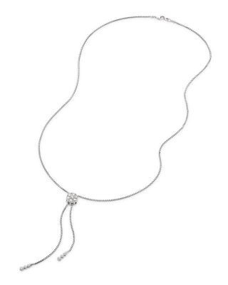 Bloomingdale's Fine Collection Diamond Flower Bolo Necklace in 14K White Gold, 0.85 tcw