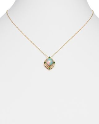 Bloomingdale's Fine Collection Ethiopian Opal, Emerald & Diamond Pendant Necklace in 14K Yellow Gold, 18