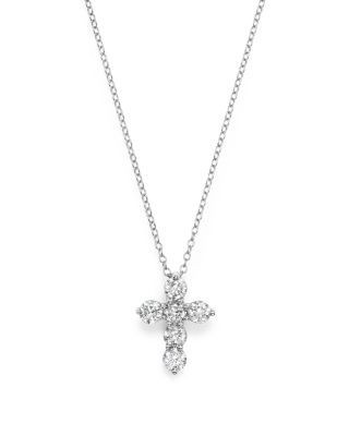 Diamond Cross Pendant Necklace in 14K White Gold, 1.0 tcw