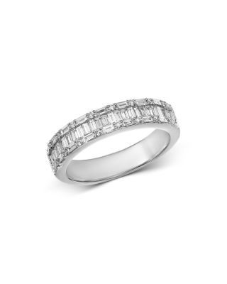 Bloomingdale's Fine Collection Diamond Baguette & Round Band Ring in 14K White Gold, 0.70 tcw