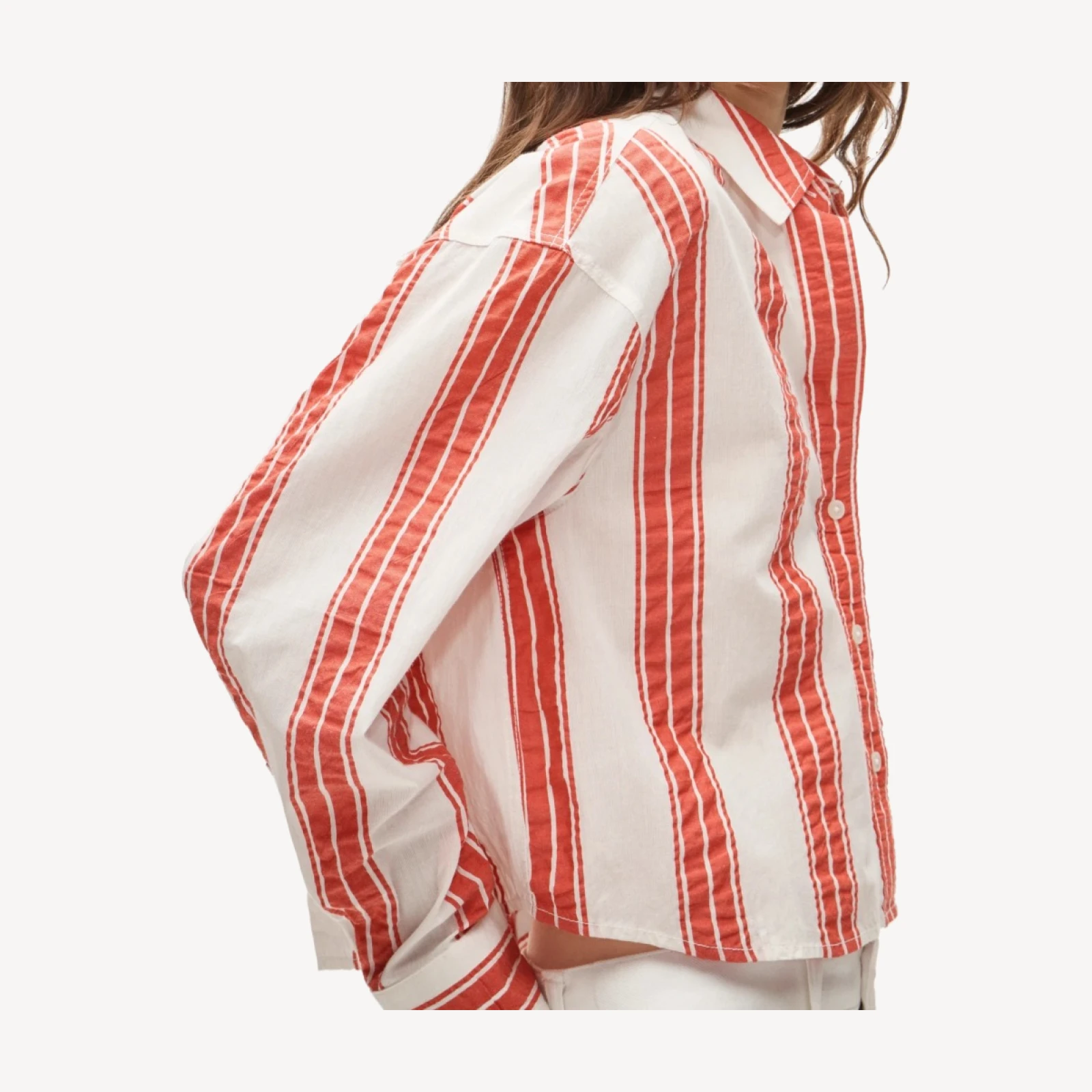 Étienne cropped button-up in striped dobby