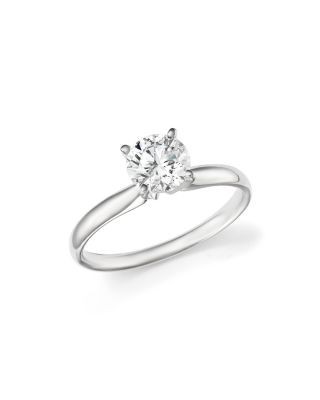 Certified Diamond Round Brilliant Cut Solitaire Ring in 18K White Gold, 0.50 tcw