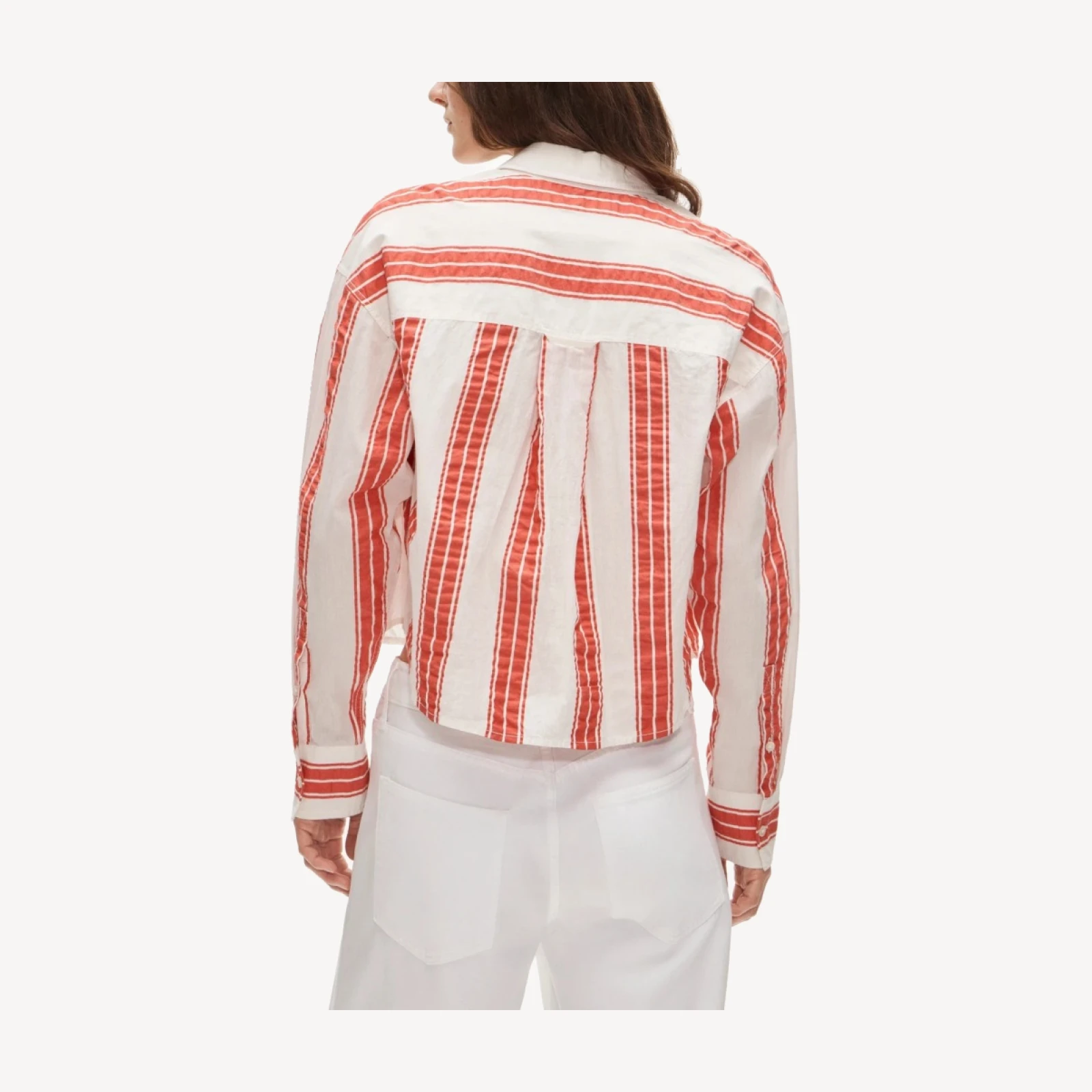 Étienne cropped button-up in striped dobby