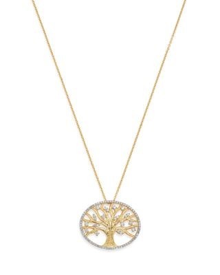 Diamond Tree of Life Pendant in 14K Yellow Gold, 0.40 tcw