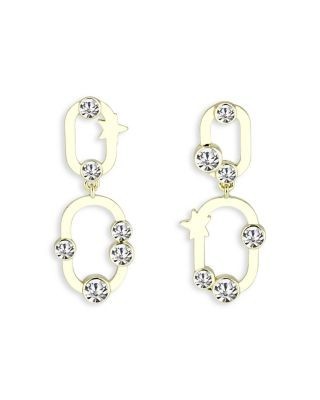 Aqua Cubic Zirconia Star Link Drop Earrings - Exclusive
