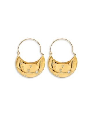 Aqua Pave Crescent Huggie Hoop Earrings - Exclusive