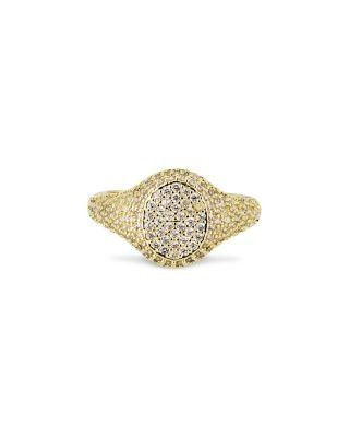 Aqua Pave Oval Signet Ring - Exclusive