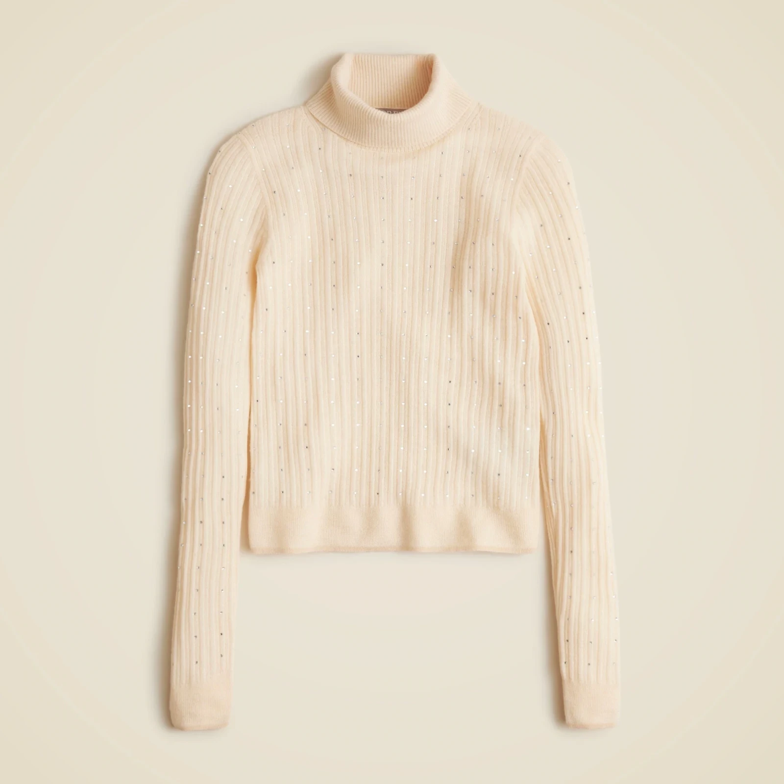 Featherweight cashmere turtleneck sweater with rhinestones