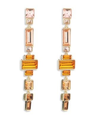 Aqua Cubic Zirconia Geometric Linear Drop Earrings - Exclusive