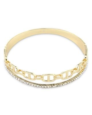 Aqua Cubic Zirconia Frozen Link Bangle Bracelet - Exclusive