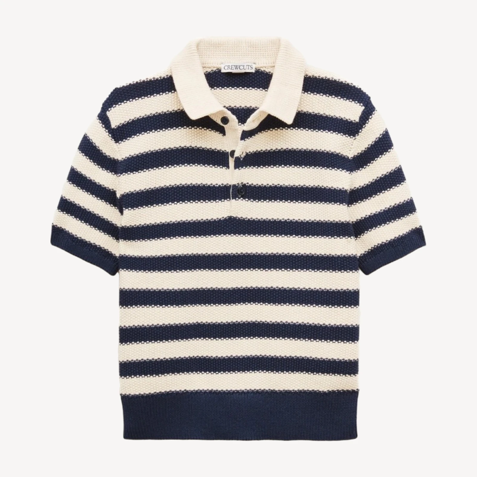 Kids' short-sleeve seed-stitch sweater-polo in stripe