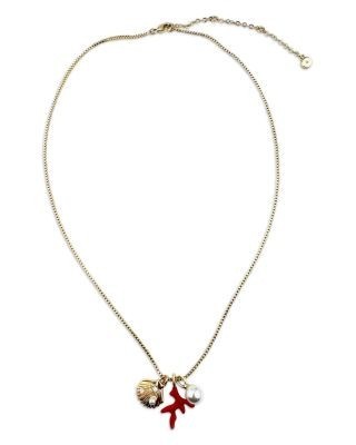 Aqua Pave & Imitation Pearl Sea Charm Pendant Necklace, 17-20 - Exclusive