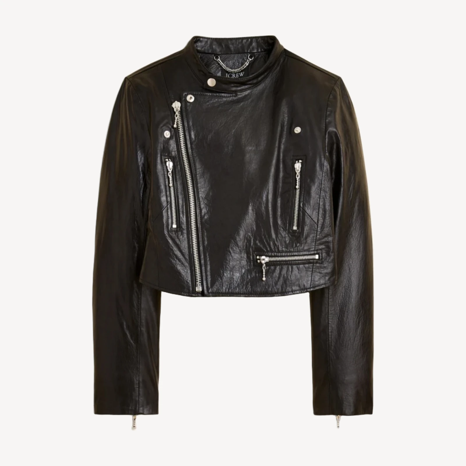 Collection shrunken leather moto jacket