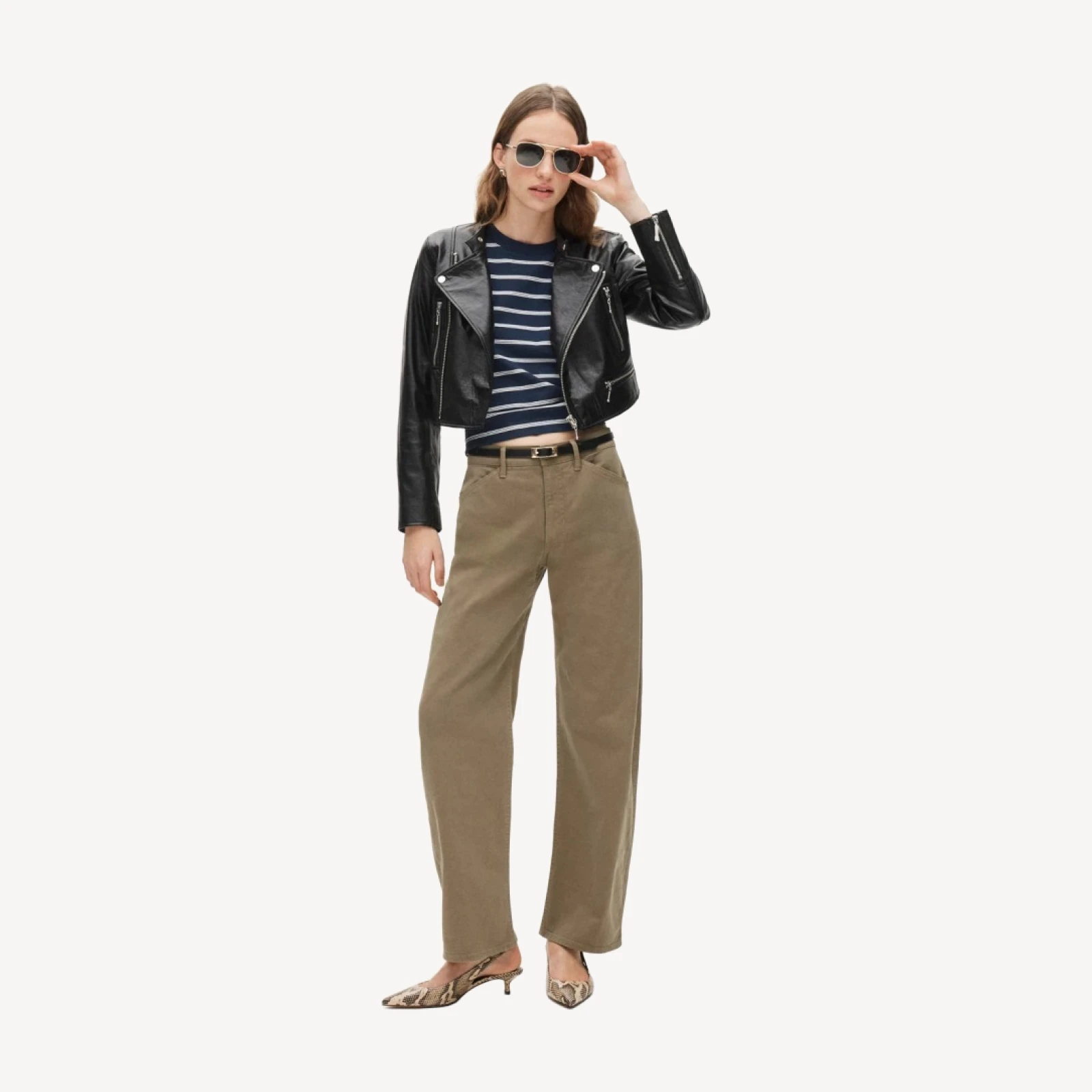 Collection shrunken leather moto jacket