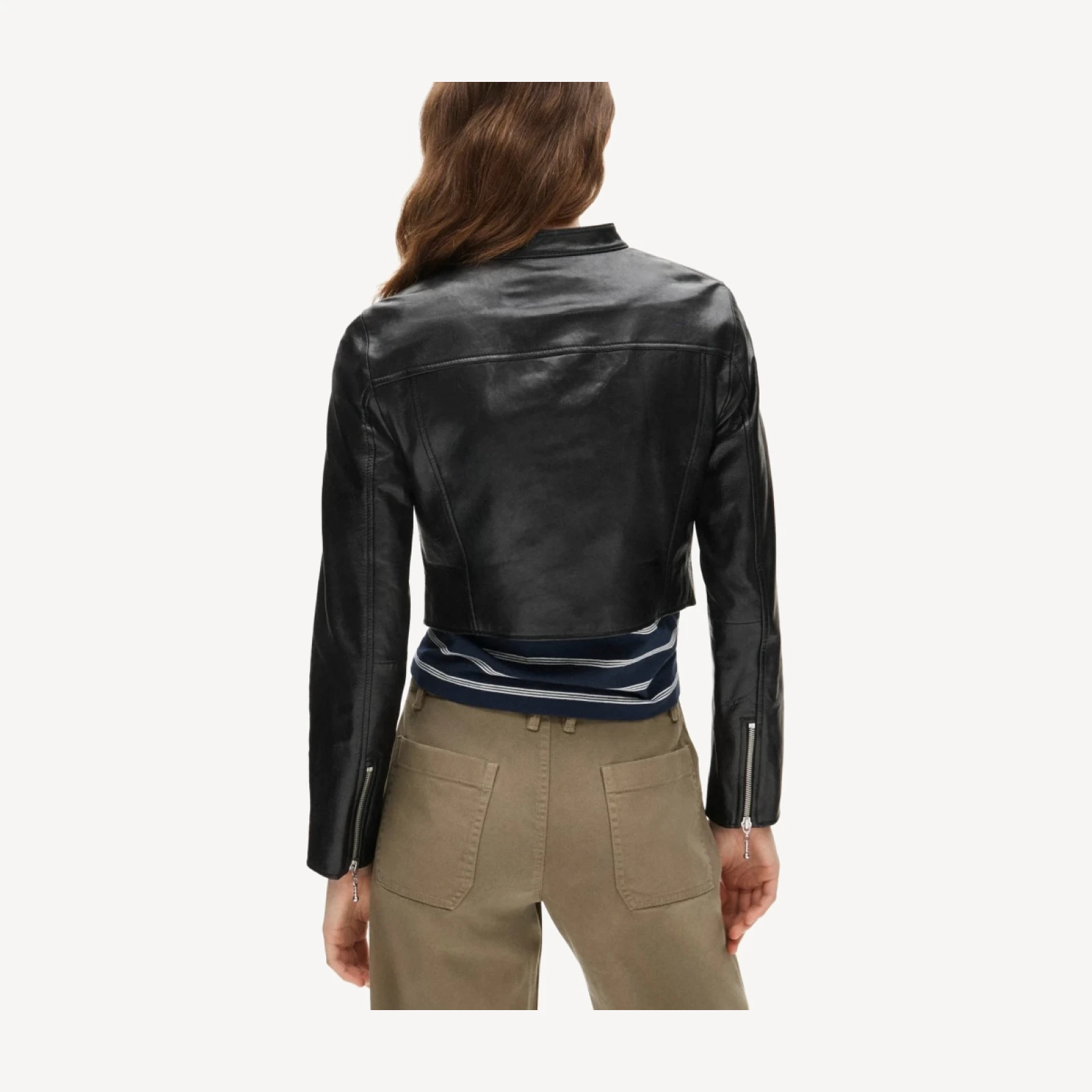 Collection shrunken leather moto jacket