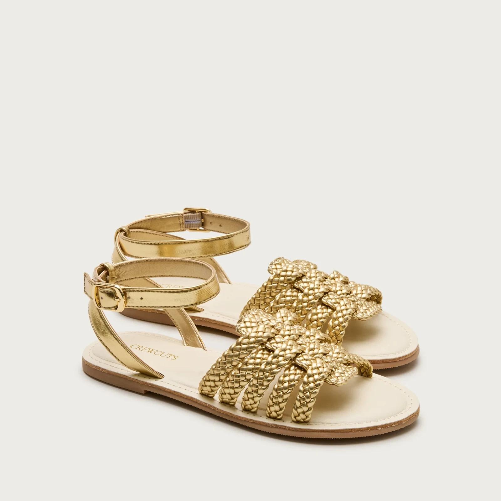 Girls' basketweave sandals in metallic
