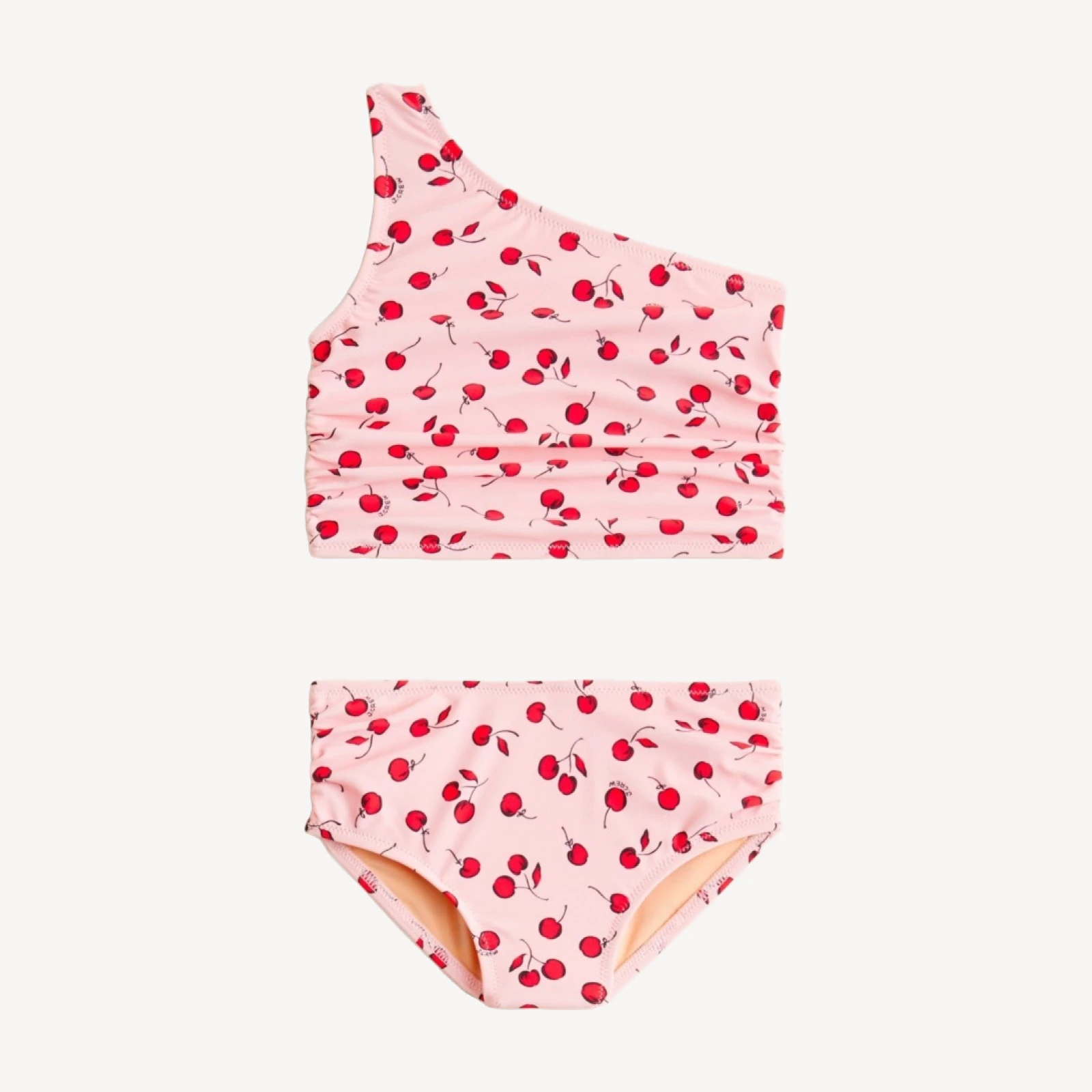 Girls' ruched one-shoulder two-piece swimsuit