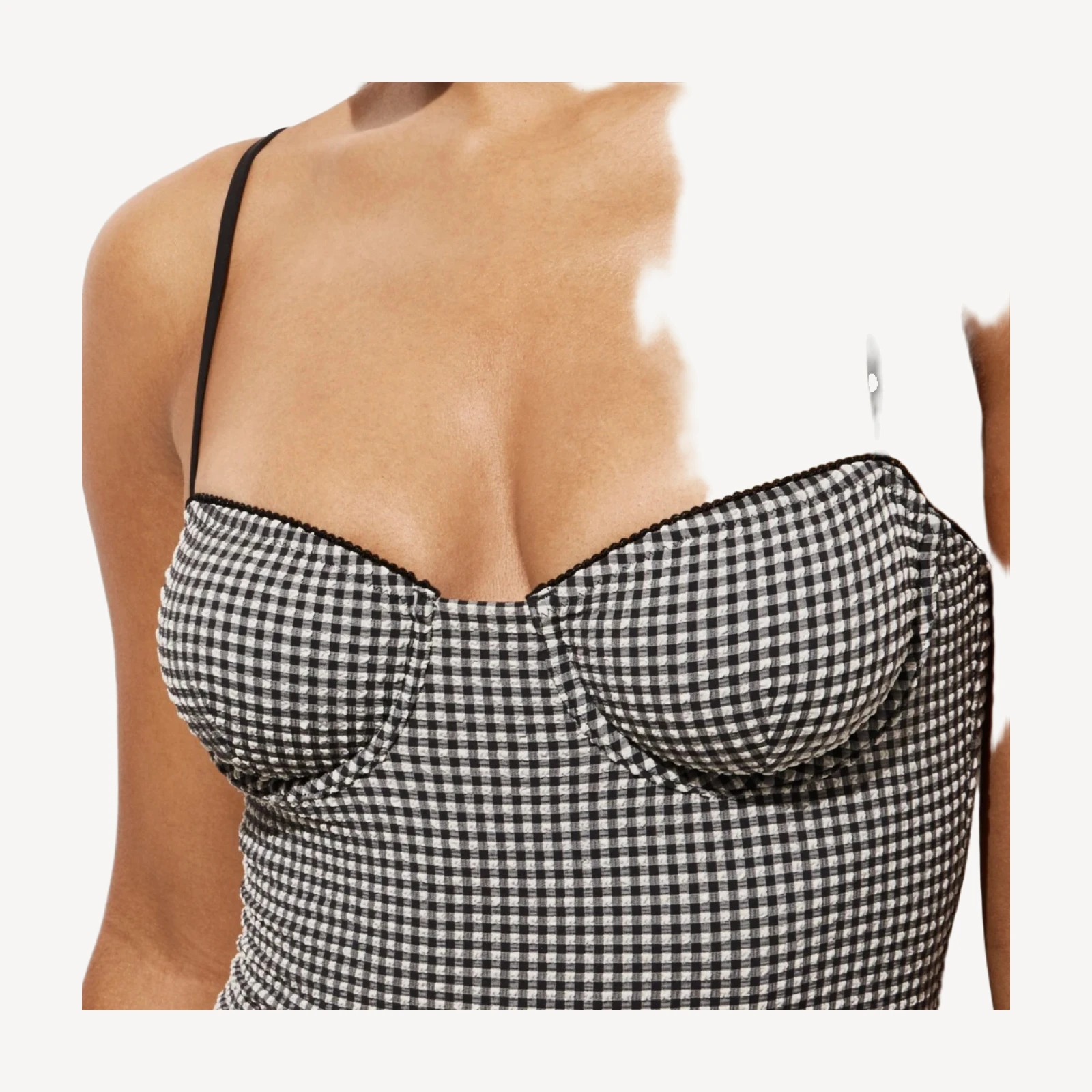 Balconette underwire one-piece in gingham