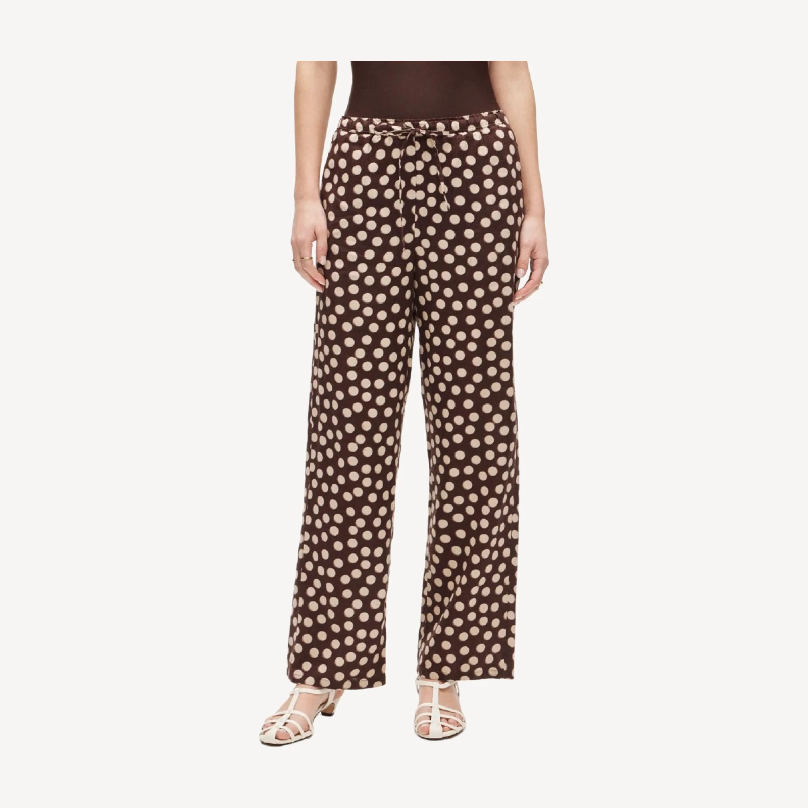 Soleil pant in dot-print linen